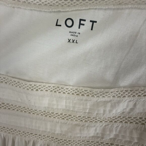 NEW Ann Taylor Loft Flutter Sleeve Bohemian Peasant Top XXL White Flutter Sleeve - Picture 7 of 10